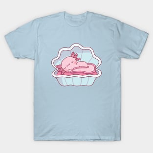 Cute Axolotl Sleeping In A Seashell T-Shirt